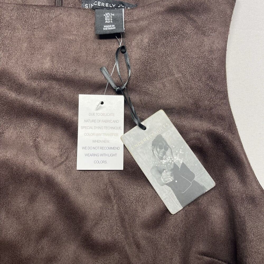 Brown Faux Suede Leather Midi Maxi Dress - Picture 10 of 11